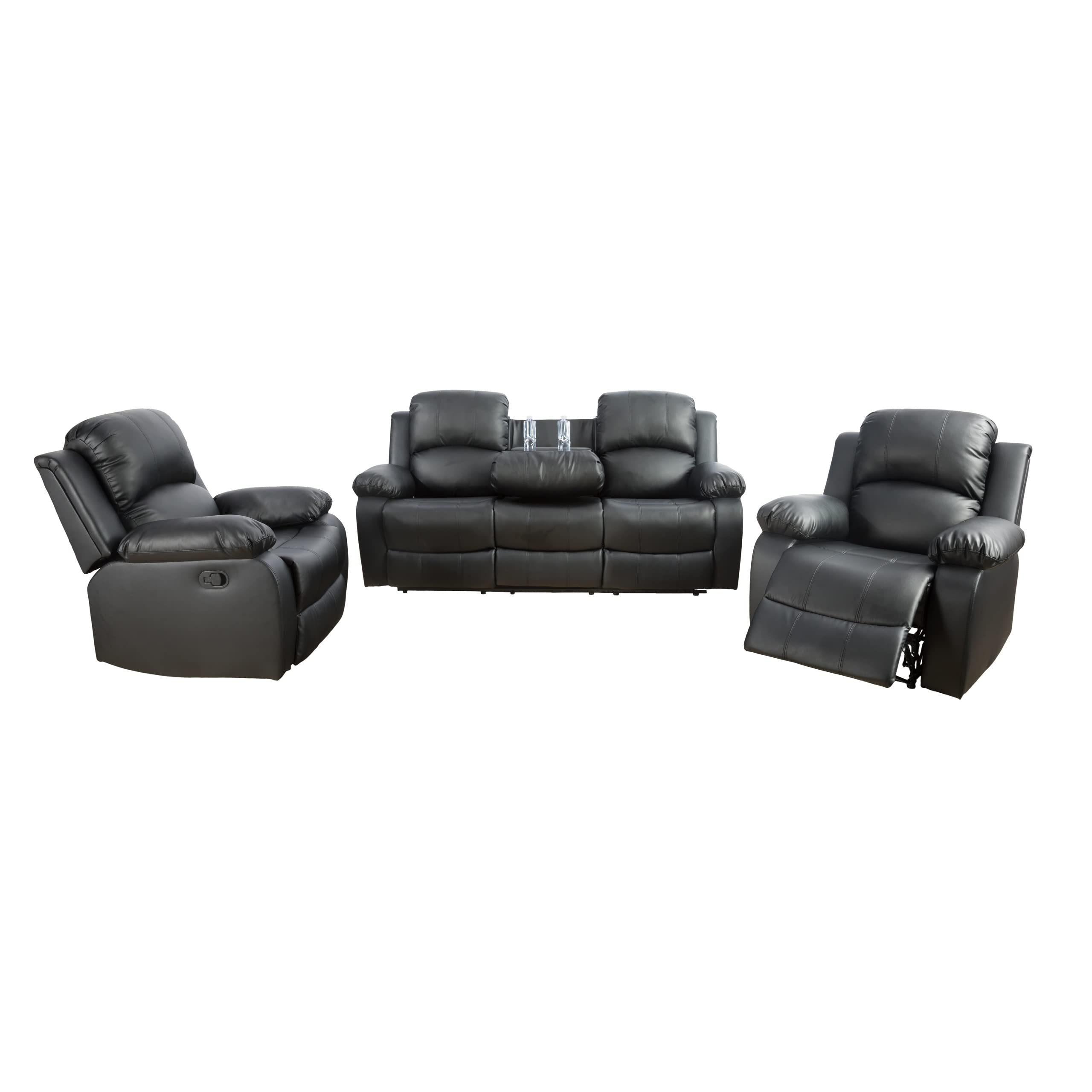 Amazon.com: UHOME | 3Piece Faux Leather Reclining | Living Room